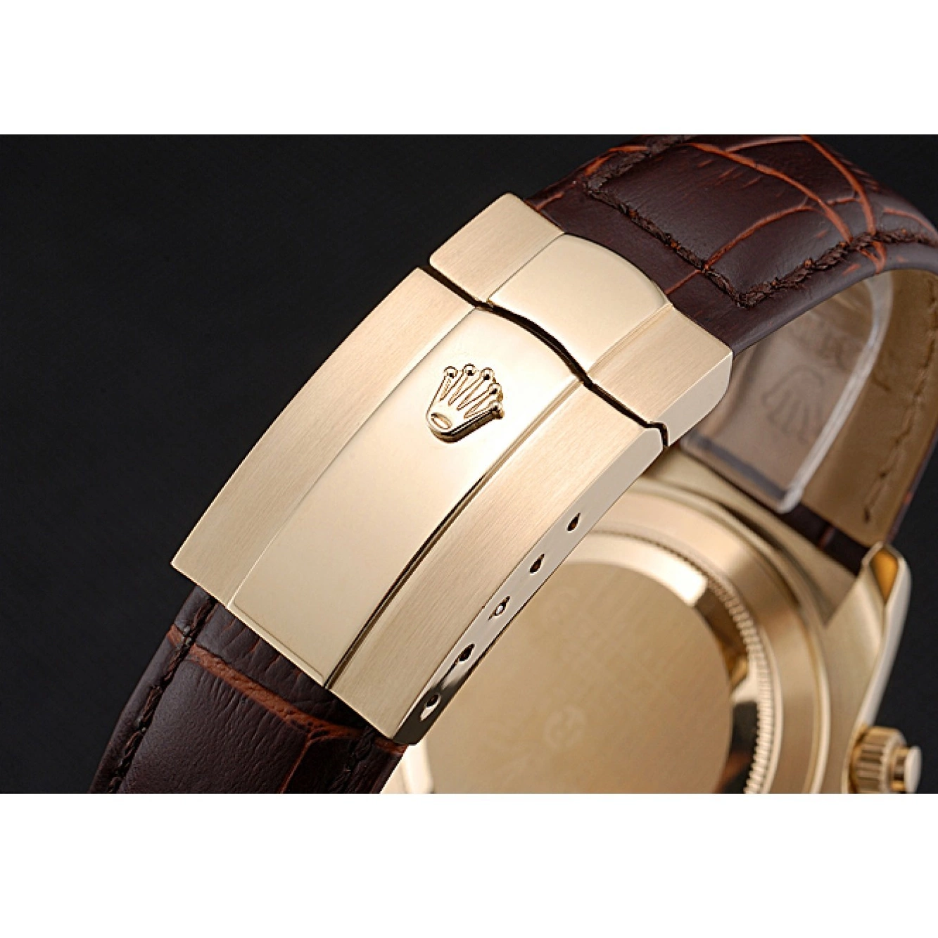 Best AAA Replica Sites Rolex Daytona Case Brown Cosmograph 622633 Dial Bracelet Gold White Leather 0629